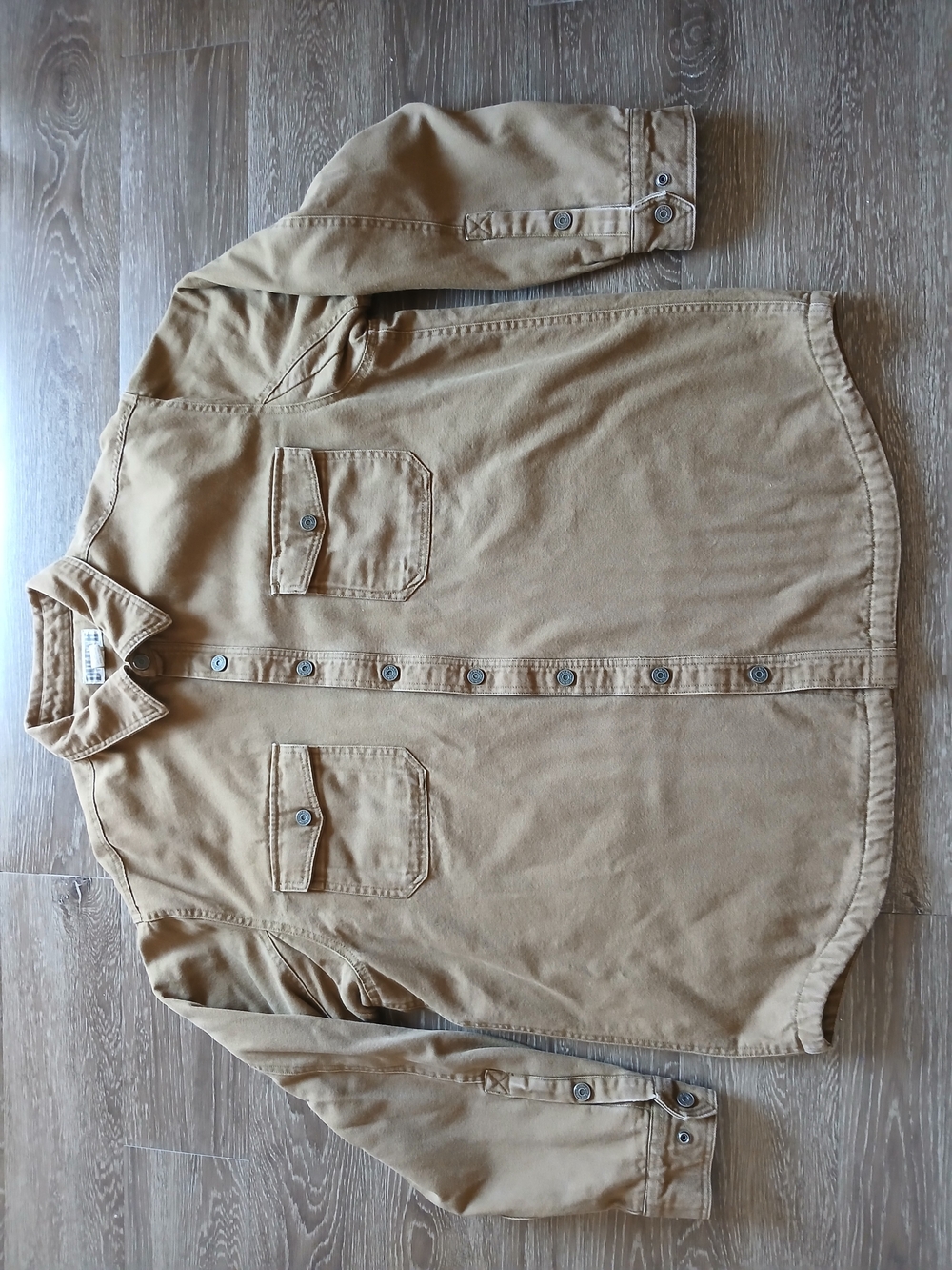Duluth Trading Co Tan Button-Front Work Jacket Coat Mens Sz 2XLT Heavy Duty